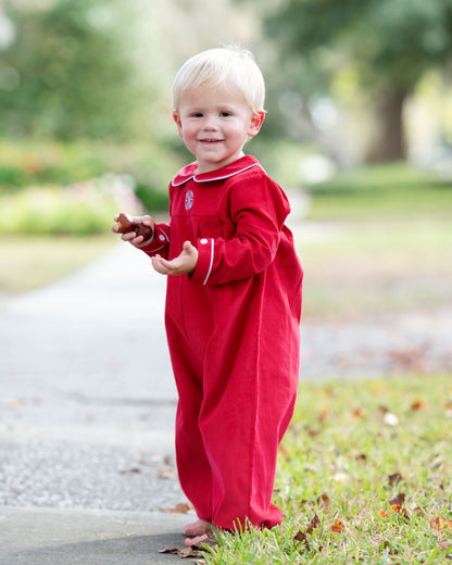 Red Corduroy Long Romper