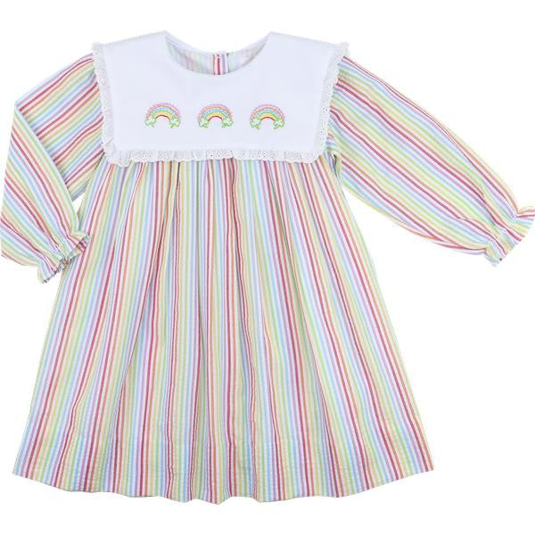 Rainbow Seersucker Shamrock Dress  Smocked Threads