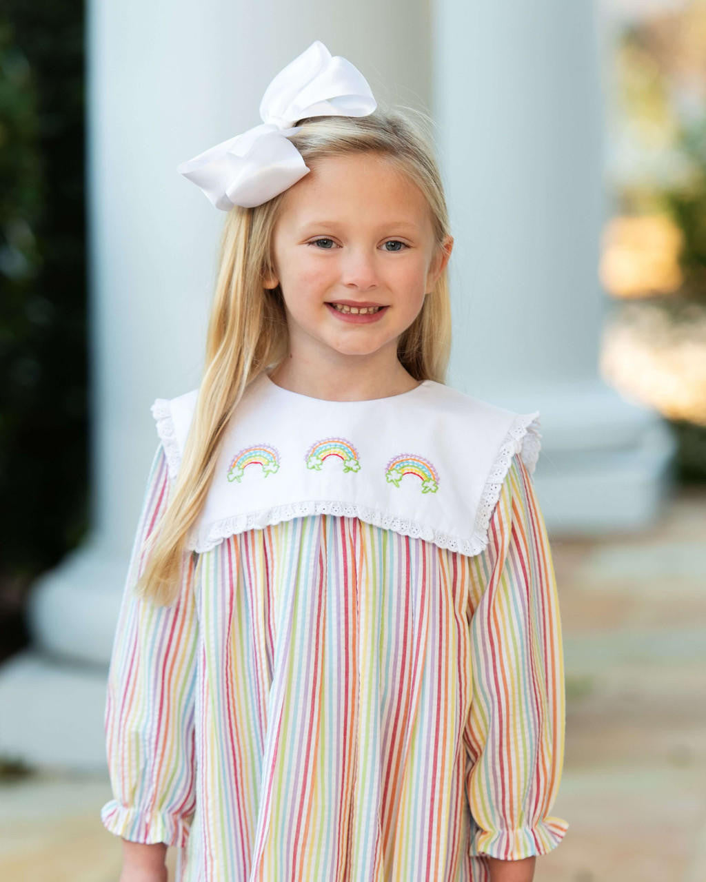 Rainbow Seersucker Shamrock Dress  Smocked Threads