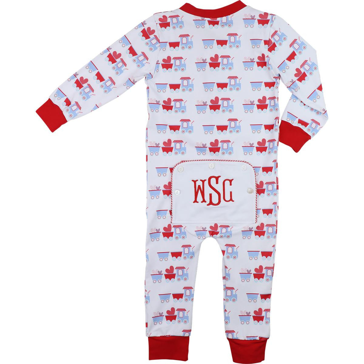 Red And Blue Valentine Train Knit Zipper Pajamas  Eliza James Kids