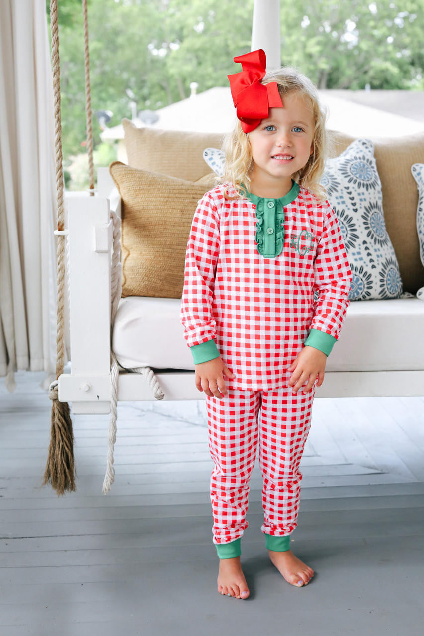 Red And Green Knit Ruffle Pajamas - Shipping Mid October  Monogram