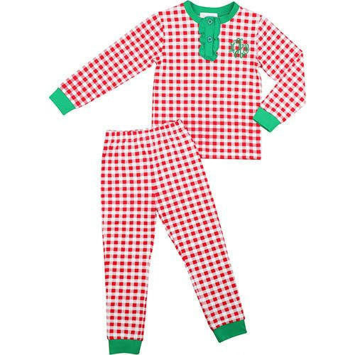 Red And Green Knit Ruffle Pajamas - Shipping Mid October  Monogram