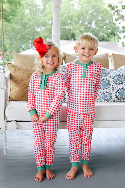 Red And Green Knit Ruffle Pajamas - Shipping Mid October  Monogram