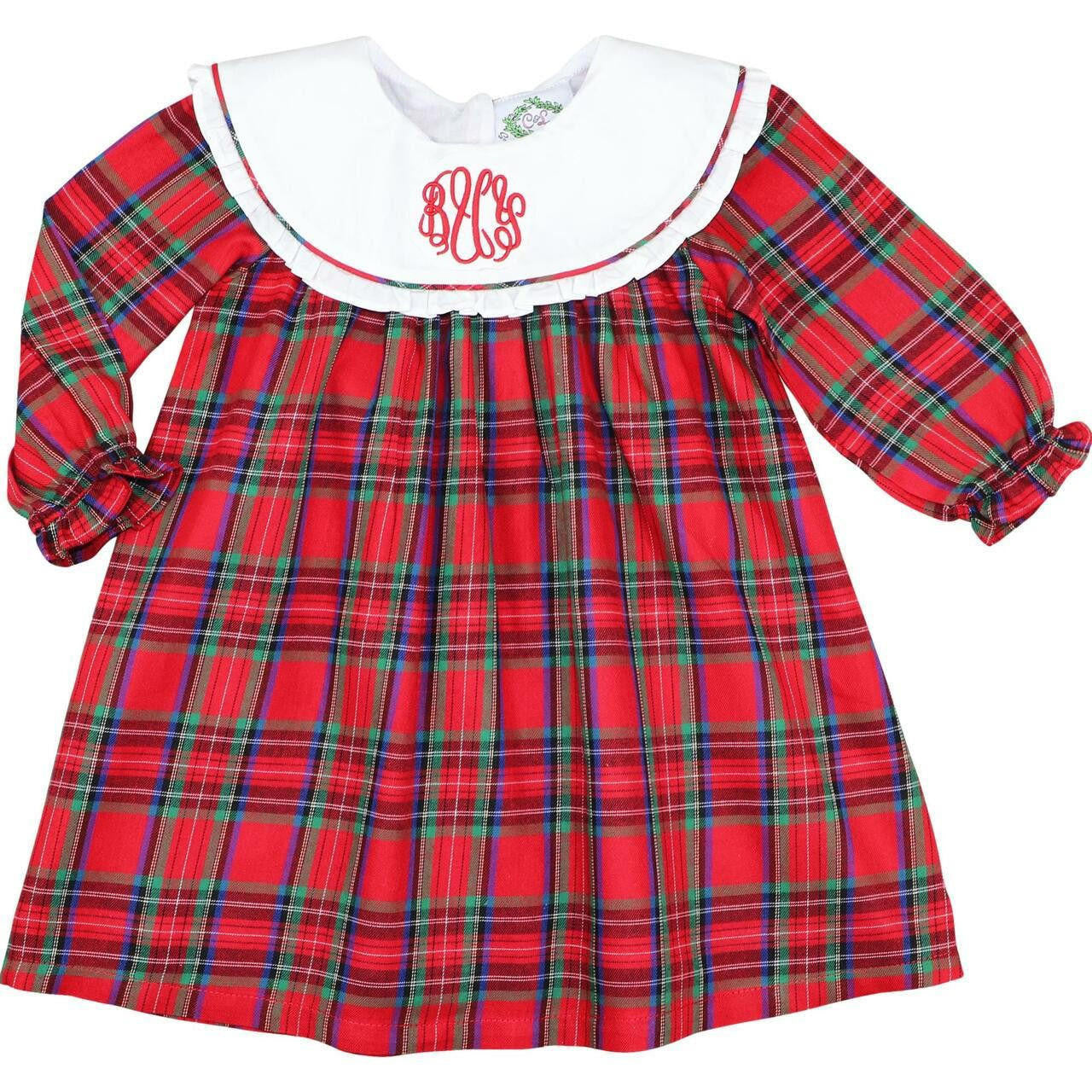 Red And Green Plaid Round Collar Dress - Shipping Mid October  Monogram