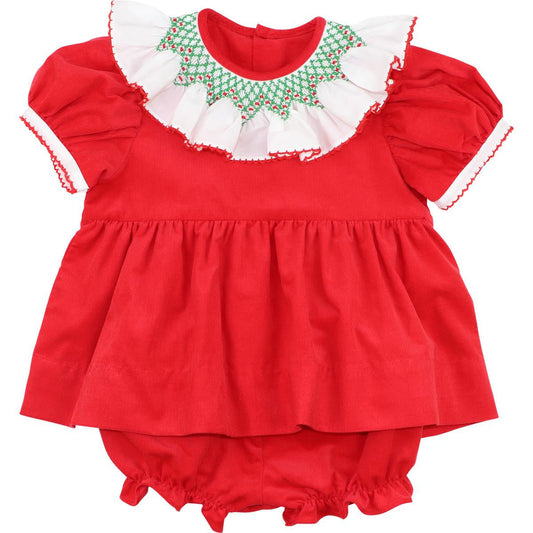 Red And Green Smocked Collar Diaper Set  Smocked Threads