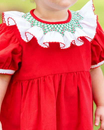 Red And Green Smocked Collar Dress  Smocked Threads