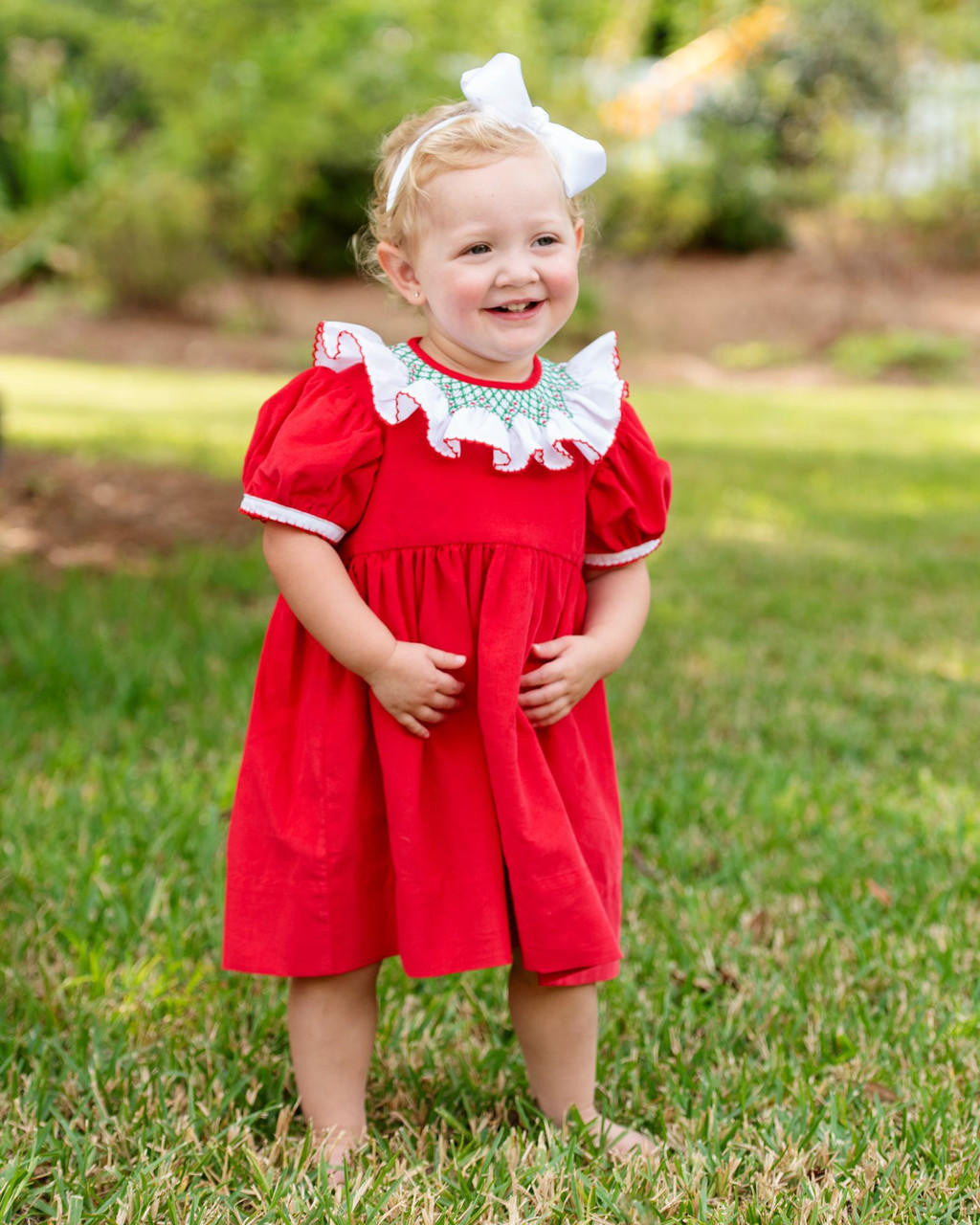 Red And Green Smocked Collar Dress  Smocked Threads