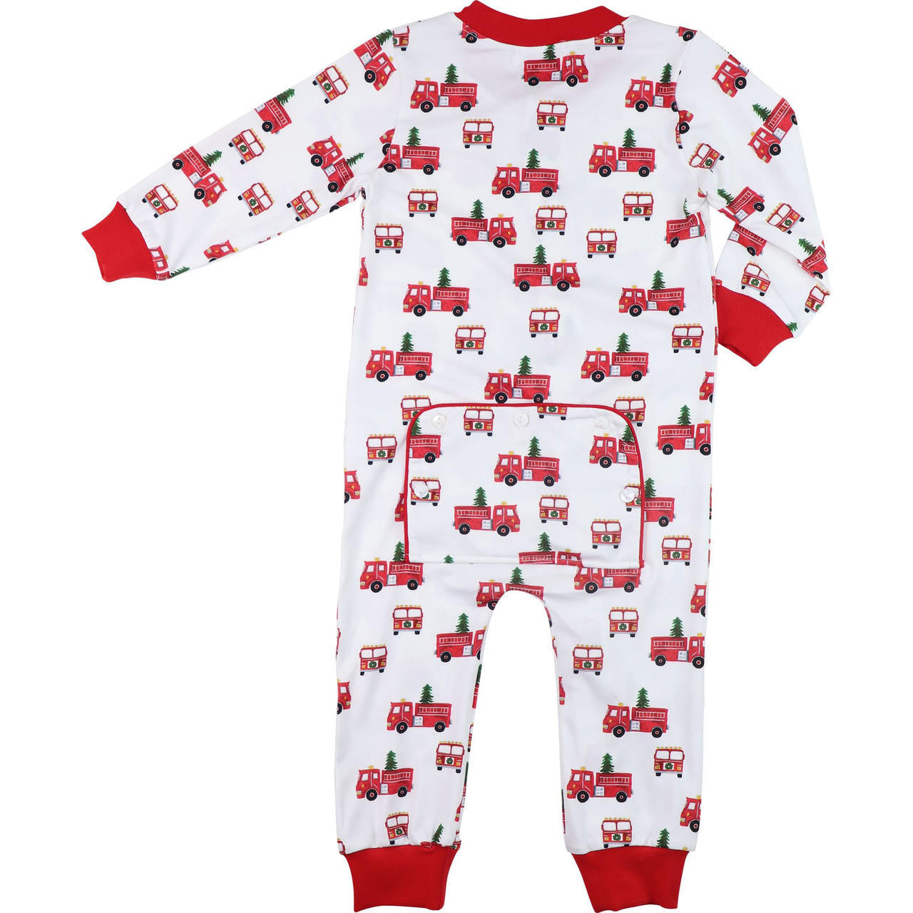 Red Christmas Firetruck Knit Zipper Pajamas - Shipping Early November  Smocked Threads