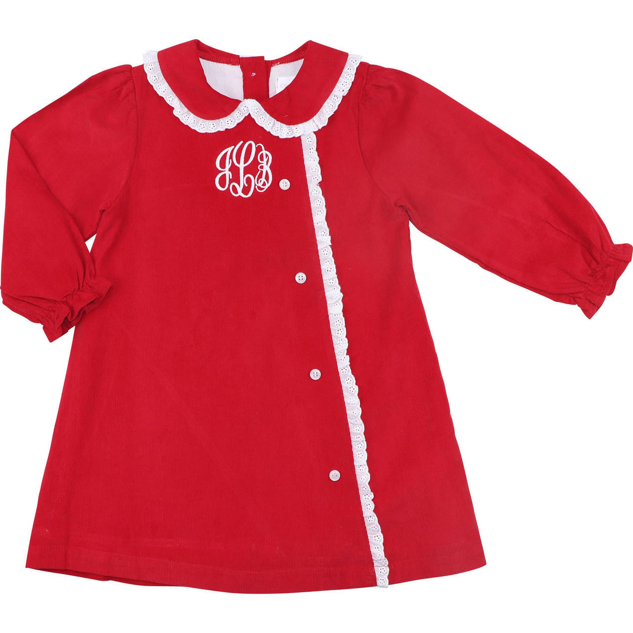 Red Corduroy Eyelet Dress - Shipping Early November  Monogram