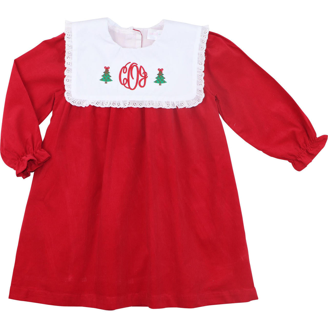 Red Corduroy Square Collar Dress - Shipping Early November  Monogram