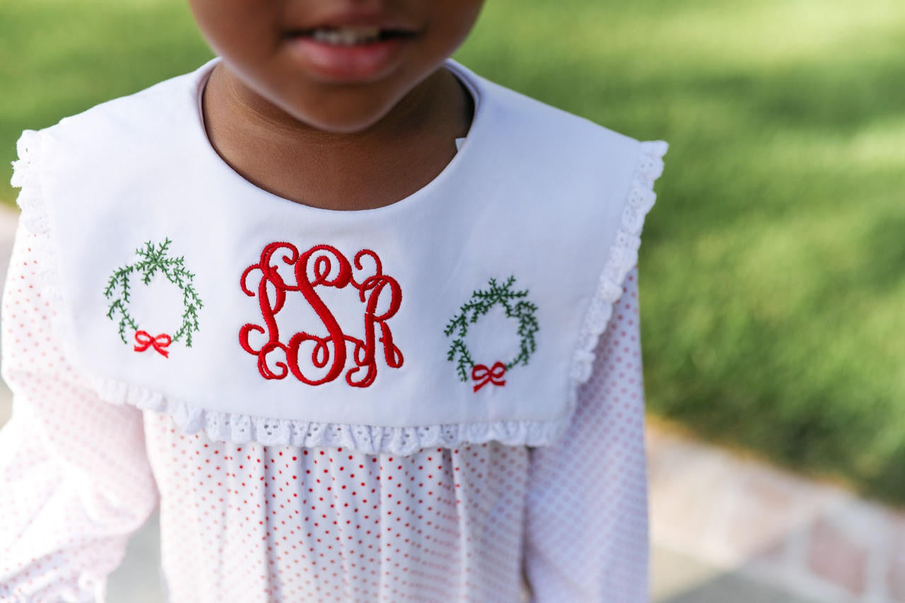 Red Dot Knit Wreath Dress   Monogram