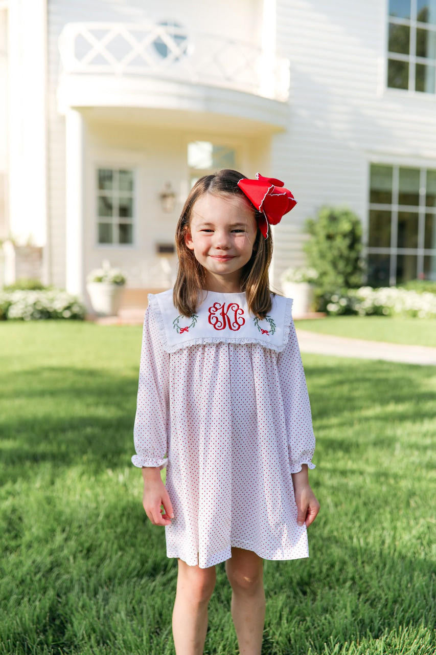 Red Dot Knit Wreath Dress   Monogram