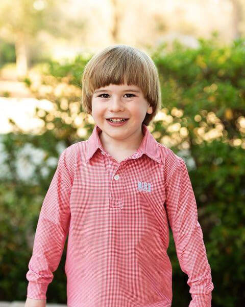 Red Gingham Knit Polo  Eliza James Kids