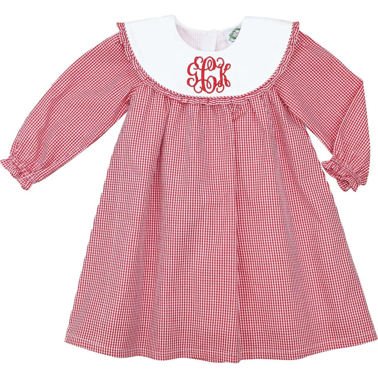 Red Gingham Round Collar Dress - Shipping Mid October  Monogram