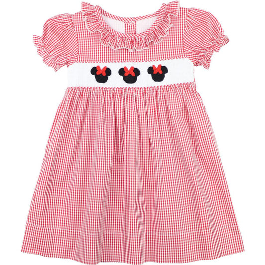 Red Gingham Smocked Mouse Ears Dress  Smocked Threads