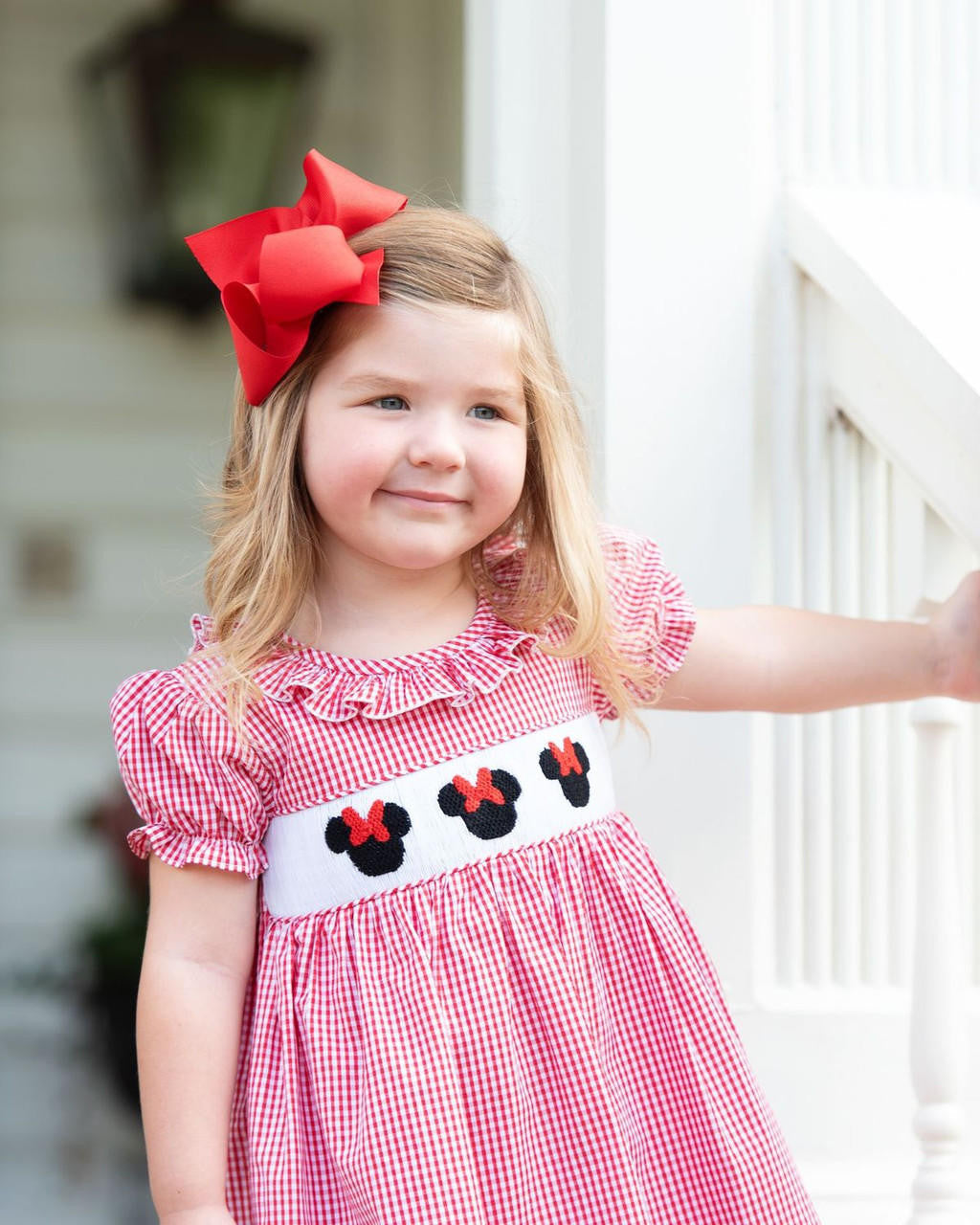 Red Gingham Smocked Mouse Ears Dress  Smocked Threads