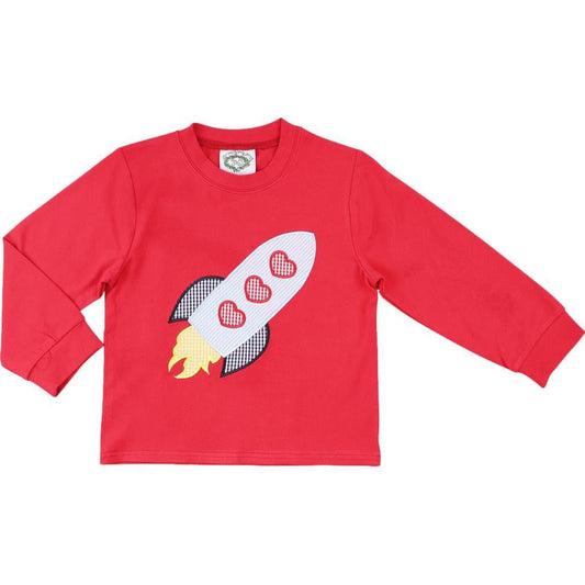 Red Knit Valentine Rocket Shirt   Smocked Threads