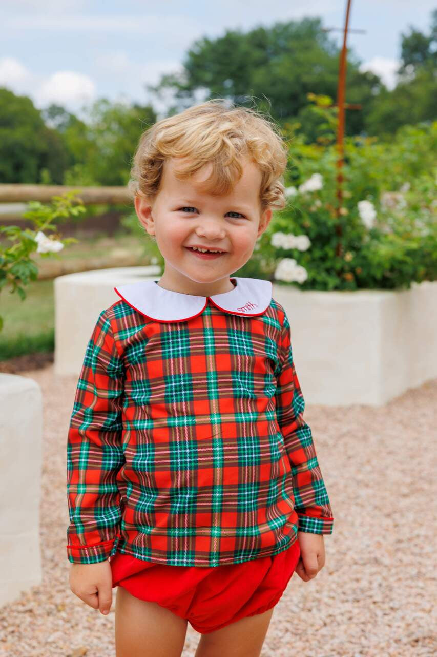 Green And Red Holiday Plaid Diaper Set