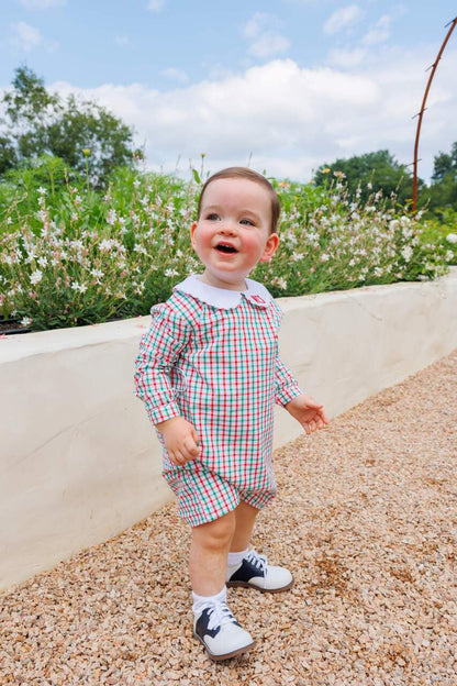 Red And Green Windowpane Short Romper