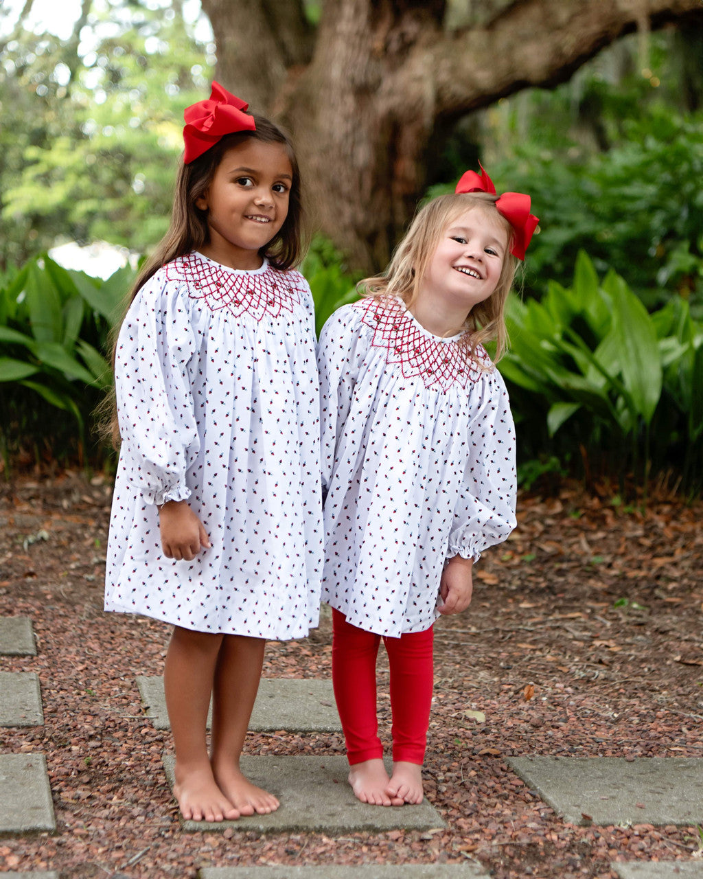 Red Smocked Rosebud Dress