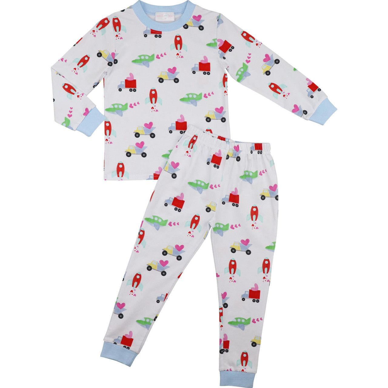 Rocket And Truck Valentine Knit Pajamas  Smocked Threads