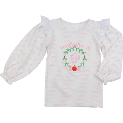 Pink Dot Knit Embroidered Pumpkin Shirt