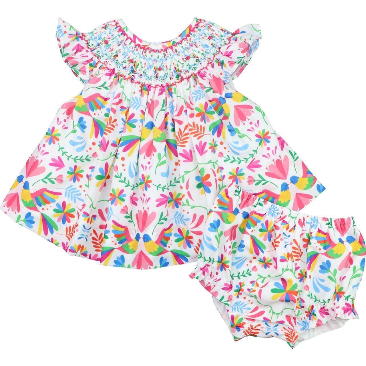 Multicolored Smocked Fiesta Diaper Set