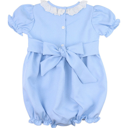 Blue Honeycomb Eyelet Smocked Cross Bubble