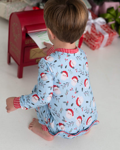 Blue And Red Knit Santa Zipper Pajamas