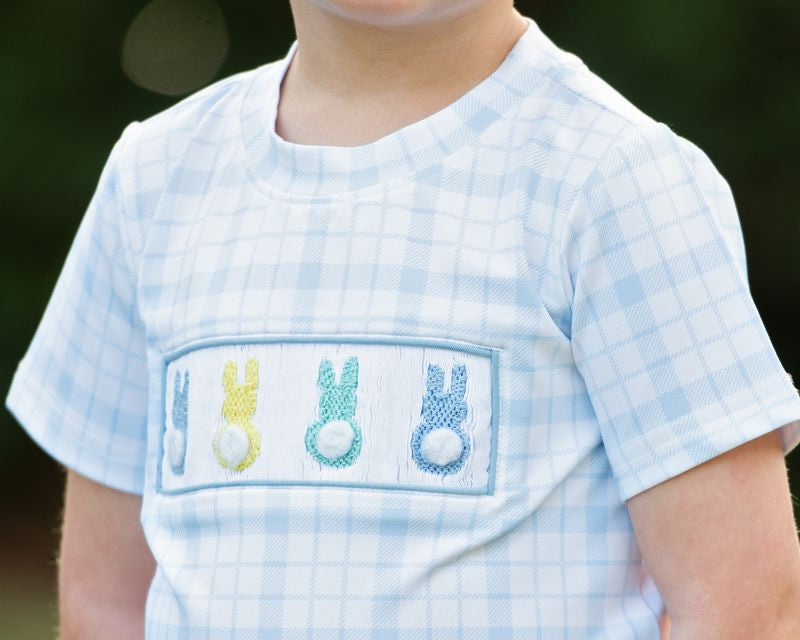 Plaid Smocked Bunnies Short Set