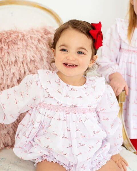 Smocked Love And Hearts Bubble  Eliza James Kids