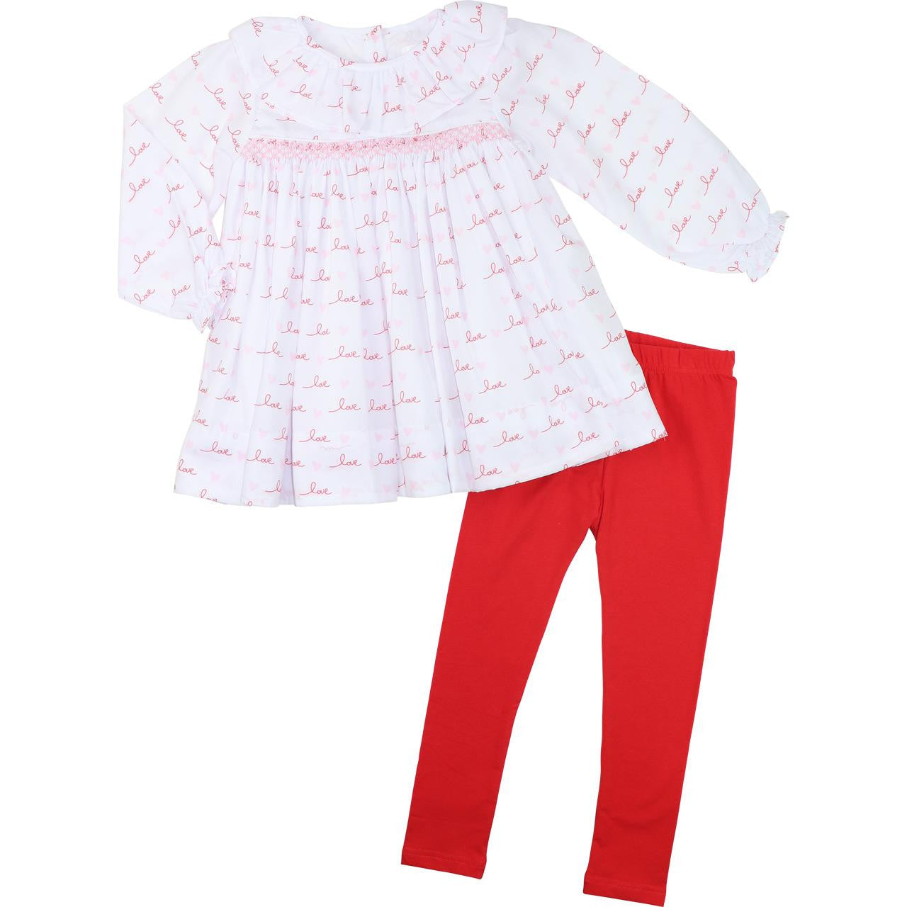 Smocked Love And Hearts Legging Set   Eliza James Kids