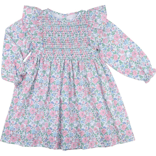 Smocked Pink And Blue Floral Dress  Smocked Threads