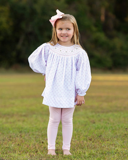 Pink Heart Smocked Legging Set