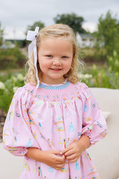 Pink And Blue Smocked Nativity Scene Dress