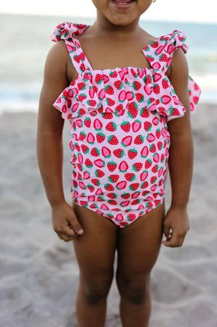 Strawberry Print Lycra Swimsuit  Smocked Threads