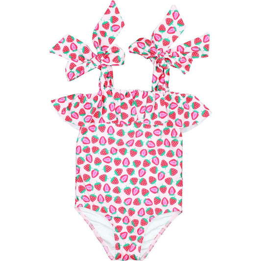 Strawberry Print Lycra Swimsuit  Smocked Threads