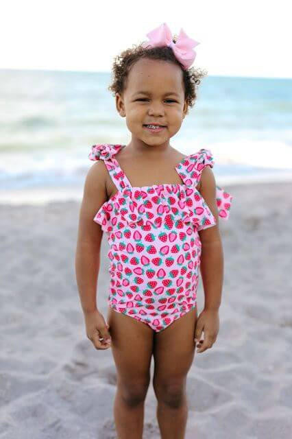 Strawberry Print Lycra Swimsuit  Smocked Threads