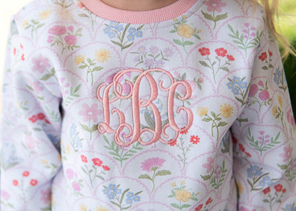 Pink Garden Print Sweatshirt