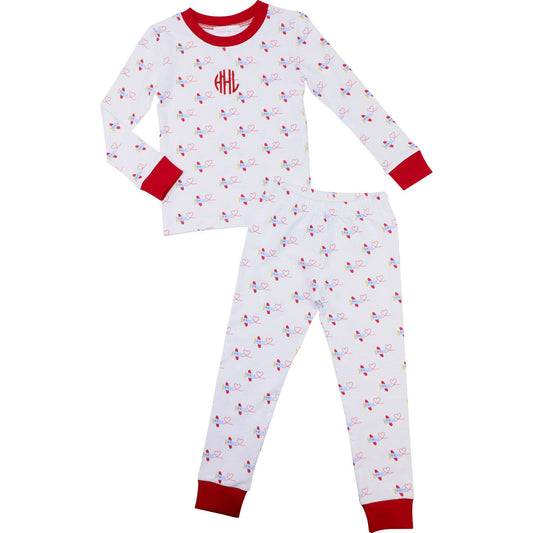 Red And Blue Knit Valentine Airplane Pajamas