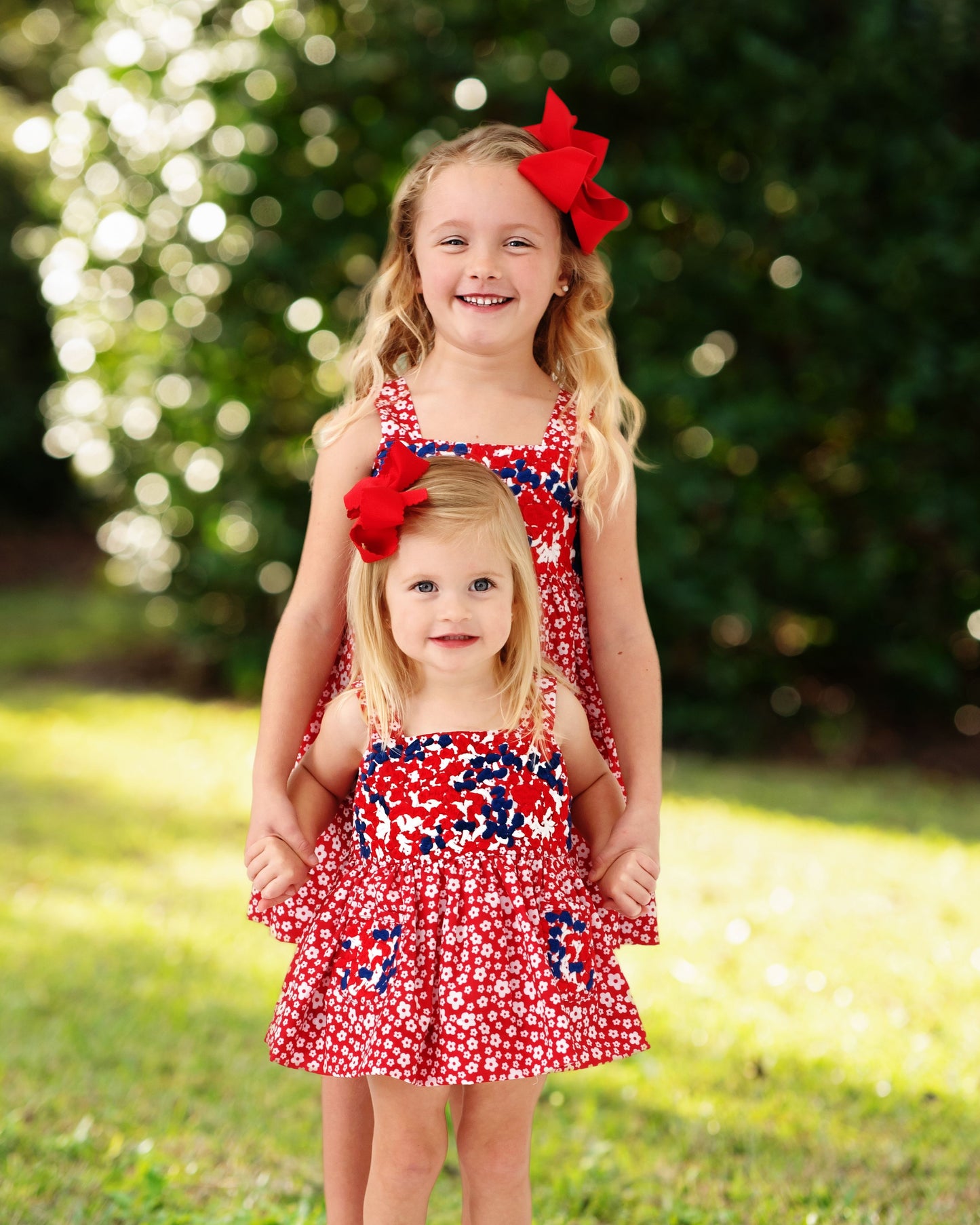 Red And Navy Embroidered Fiesta Dress