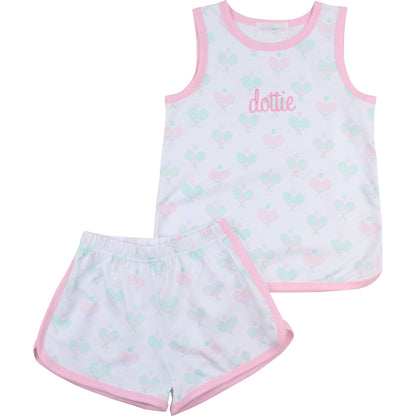 Pink And Mint Tennis Print Knit Play Set