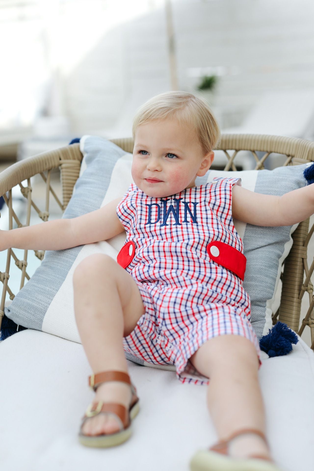 Red And Navy Windowpane Jon Jon