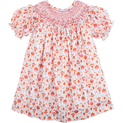 Pink And Orange Floral Smocked Dress