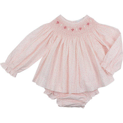 Pink Petite Floral Smocked Diaper Set