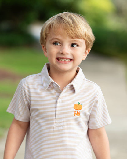 Khaki Stripe Knit Pumpkin Polo