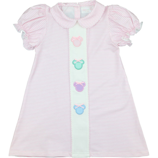 Pink Stripe Knit Mouse Ears Dress