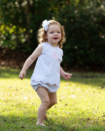 Pink And Green Floral Scalloped Side Button Diaper Set