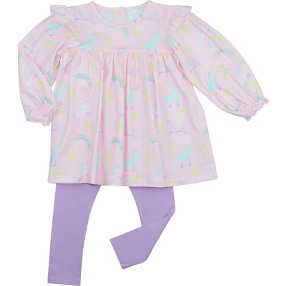 Unicorn And Rainbow Print Legging Set - Shipping Early October  Smocked Threads