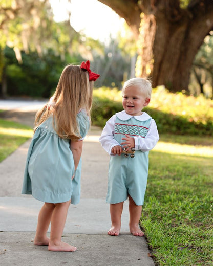 Green Gingham Smocked Jon Jon Set